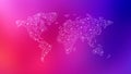Polygon world map on multicolored background Royalty Free Stock Photo