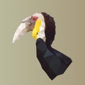 polygon wreathed hornbill bird. poly low bird. geometric