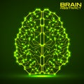 Polygonal abstract brain with connected lines and dots Royalty Free Stock Photo