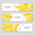 Polygonal abstract futuristic yellow template, low poly sign. Vector lines, dots and triangle shapes, connecting network. Royalty Free Stock Photo