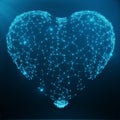 Polygonal Abstract Heart Concept Consisting of Blue Dots and Lines. Digital Illustration. Polygonal Structure, Triangle