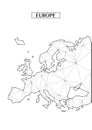 Polygonal abstract map of Europe with connected triangular shapes formed from lines. Good poster for wall in your home. Decoration