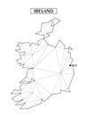 Polygonal abstract map of Ireland with connected triangular shapes formed from lines. Capital of city - Dublin. Good