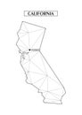 Polygonal abstract map state of California with connected triangular shapes formed from lines. Capital of state - Sacramento. Good Royalty Free Stock Photo