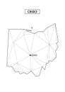 Polygonal abstract map state of Ohio with connected triangular shapes formed from lines. Capital of state - Columbus