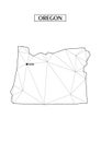 Polygonal abstract map state of Oregon with connected triangular shapes formed from lines. Capital of state - Salem