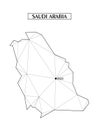 Polygonal abstract map of Sudi Arabia with connected triangular shapes formed from lines. Capital of city - Riyadh. Good