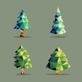 Polygonal abstract pine tree set