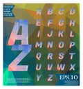 Polygonal alphabet, faceted capital letters on abstract