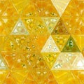 Polygonal background triangular design effect transparent stained glass with dandelion kaleidoscope