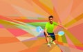 Polygonal badminton player on colorful low poly