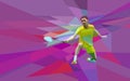 Polygonal badminton player on colorful low poly
