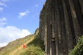 Polygonal basalt lava rock columns of the Giant`s Causeway