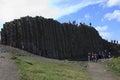 Polygonal basalt lava rock columns of the Giant`s Causeway