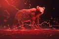 Red bear market in the stock market with graph of a downward trend in the stock market. Royalty Free Stock Photo