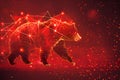 Red bear market in the stock market with graph of a downward trend in the stock market. Royalty Free Stock Photo