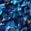 Polygonal blue background with metallic surfaces and textured details (tiled)
