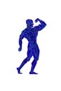 Polygonal blue bodybuilder, silhouette. Vector