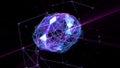Polygonal brain shape with glowing lines and dots Royalty Free Stock Photo