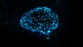 Polygonal brain shape with glowing lines and dots. Royalty Free Stock Photo