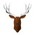 Polygonal brown deer head with large antlers. Front view. 3D. Vector illustration Royalty Free Stock Photo