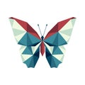 Polygonal butterfly icon and logo. Vector illustration isolated on white background. Colorful geometric butterfly Royalty Free Stock Photo
