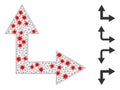 Polygonal Carcass Bifurcation Arrow Right Up Pictogram with Covid Items