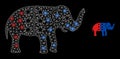 Polygonal Carcass Mesh American Democratic Elephant with Lightspots