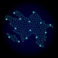 Polygonal Carcass Mesh Map of Azerbaijan with Light Spots