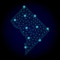 Polygonal Carcass Mesh Map of District Columbia with Light Spots