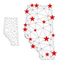 Polygonal Carcass Mesh Vector Alberta Province Map with Stars