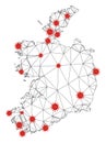 Polygonal Carcass Mesh Vector Ireland Republic Map with Coronavirus