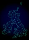 Polygonal Carcass Mesh Vector Map of Great Britain and Ireland