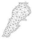 Polygonal Carcass Mesh Vector Map of Lebanon