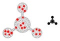 Polygonal Carcass Methane Molecule Pictogram with Virus Items