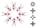 Polygonal Carcass Pressure Arrows Icon with Coronavirus Items