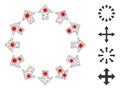 Polygonal Carcass Radial Arrows Icon with Infection Nodes