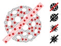 Polygonal Carcass Remove Microbe Spore Icon with Pathogen Centers