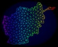 Polygonal Carcass Spectrum Mesh Vector Map of Afghanistan