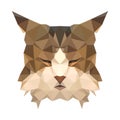 Polygonal cat face, geometric polygon animal, isolated vector