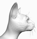 Polygonal cat head isolated on white background. Side view. 3D. Vector illustration Royalty Free Stock Photo