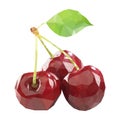 Polygonal Cherry in Vector, low poly style cherry