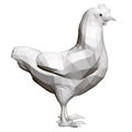 Polygonal chicken isolated on a white background. Side view. 3D. Vector illustration