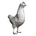 Polygonal chicken isolated on a white background. Side view. 3D. Vector illustration