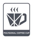 polygonal coffee cup icon in trendy design style. polygonal coffee cup icon isolated on white background. polygonal coffee cup