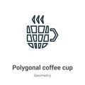 Polygonal coffee cup outline vector icon. Thin line black polygonal coffee cup icon, flat vector simple element illustration from