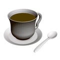 Polygonal coffee mug with a spoon. Coffee mug isolated on a white background. 3D. Vector illustration