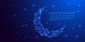 Polygonal Crescent Moon Vector Ramadan Kareem Mubarak Eid Theme Abstract Low Poly Wireframe Moon Starry Night Sky Universe Royalty Free Stock Photo