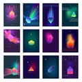 Polygonal Crystals Colorful Images Icons Set