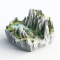 Polygonal 3d Landscape Eddf Ode: Highly Detailed Nature-inspired Shapes